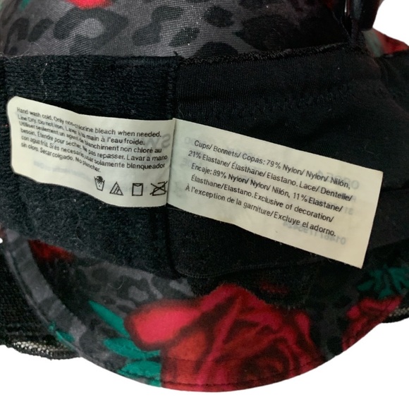 SWEET NOTHINGS Black and Red Roses Push Up Bra Size 38 DD. - Picture 8 of 9